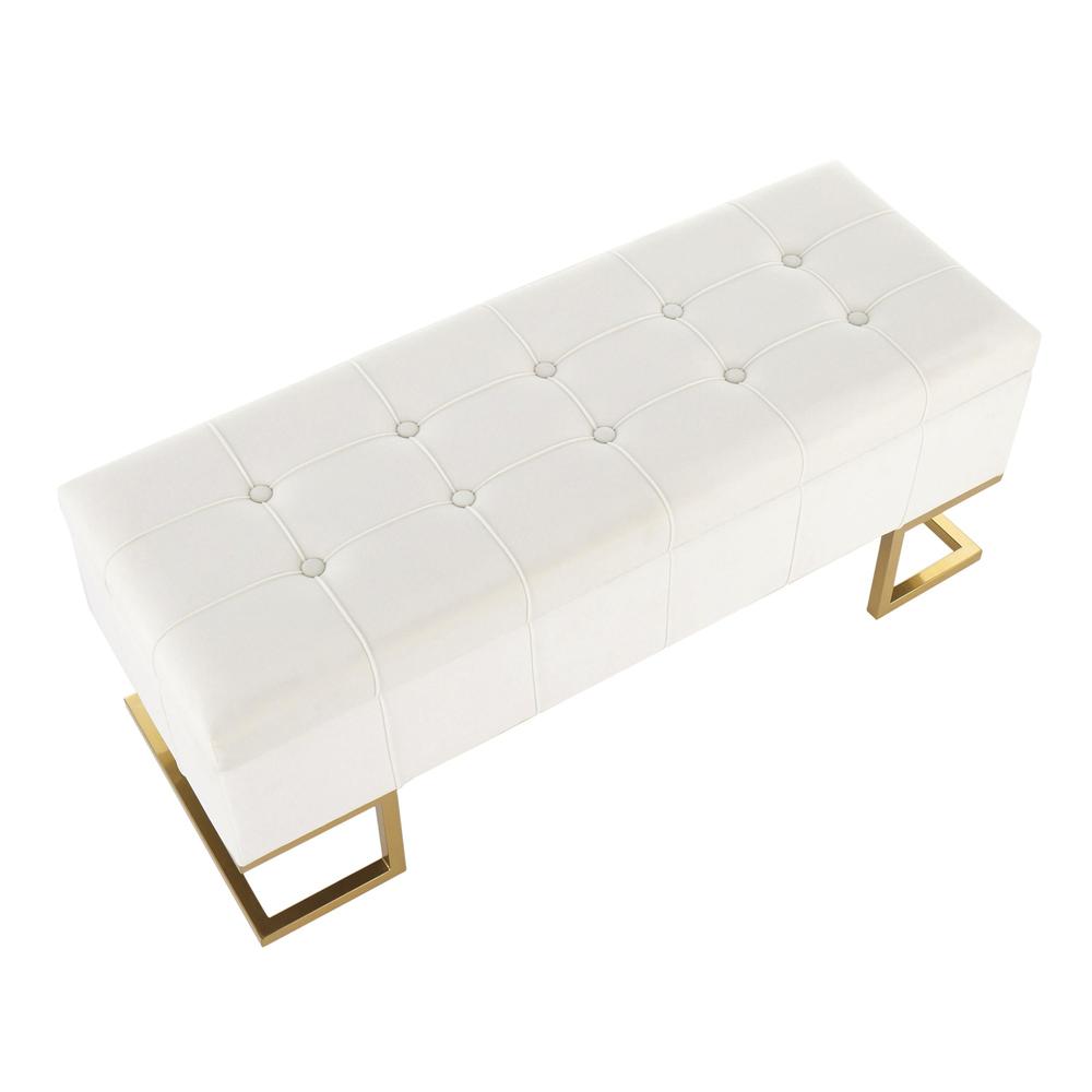 Gold Steel, White Velvet Midas Storage Bench