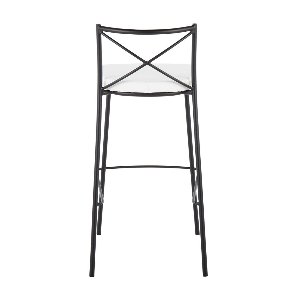 Black Metal, White PU Modern Charlotte 30" Fixed-Height Barstool - Set of 2