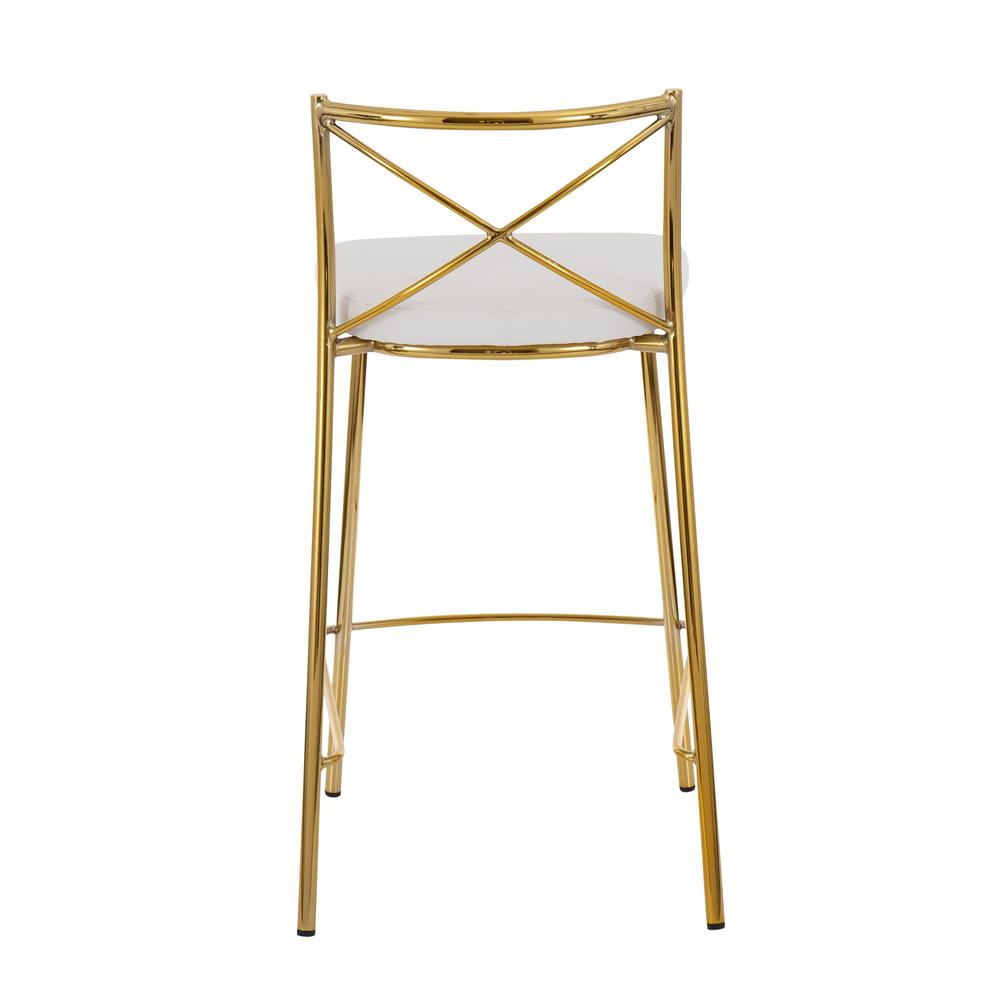 Gold Metal, White PU Modern Charlotte Counter Stool - Set of 2