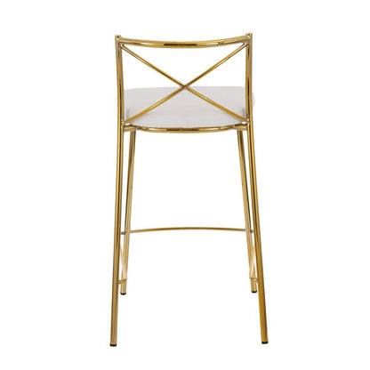 Gold Metal, White PU Modern Charlotte Counter Stool - Set of 2