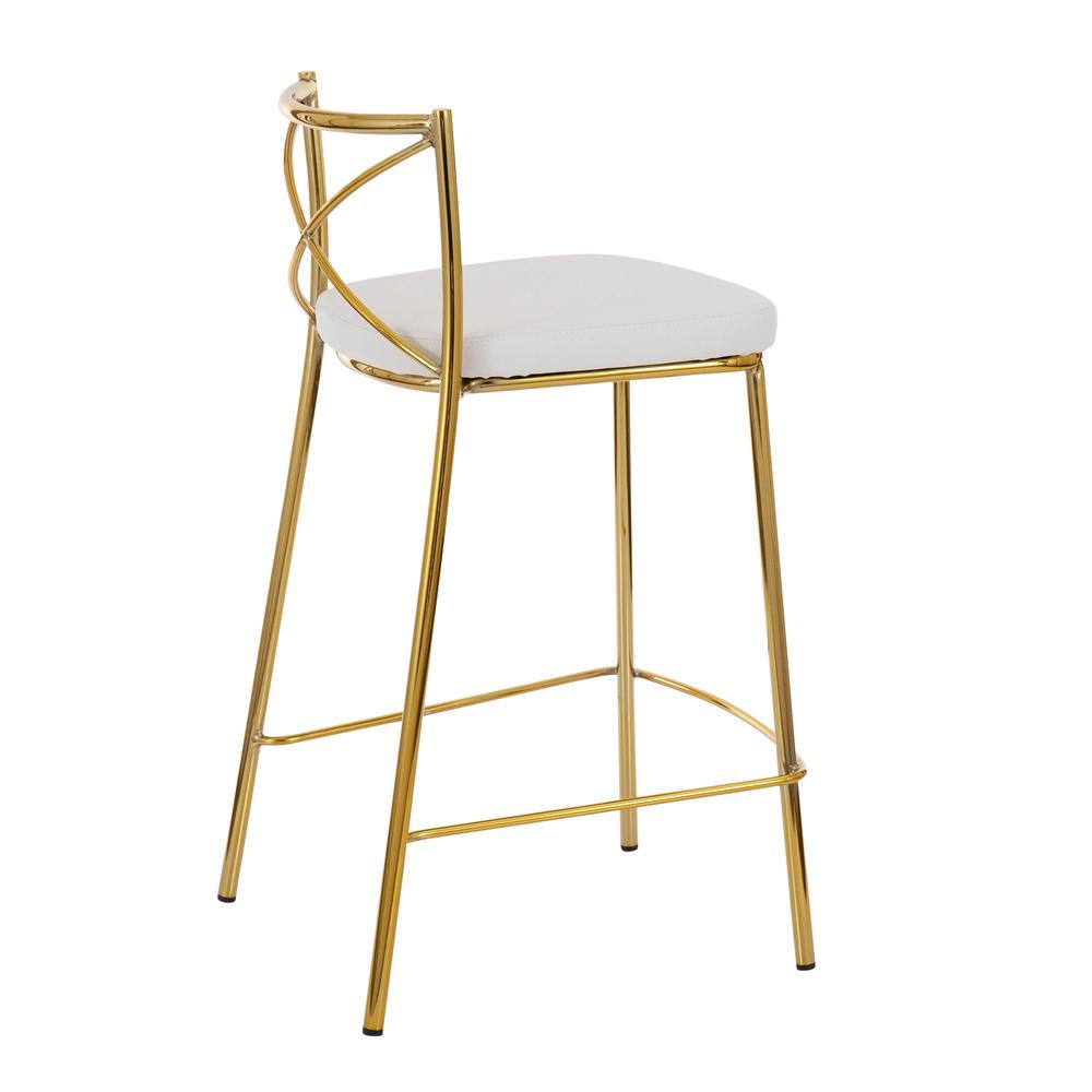 Gold Metal, White PU Modern Charlotte Counter Stool - Set of 2