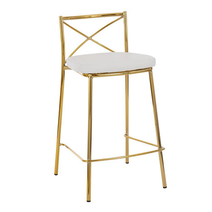 Gold Metal, White PU Modern Charlotte Counter Stool - Set of 2