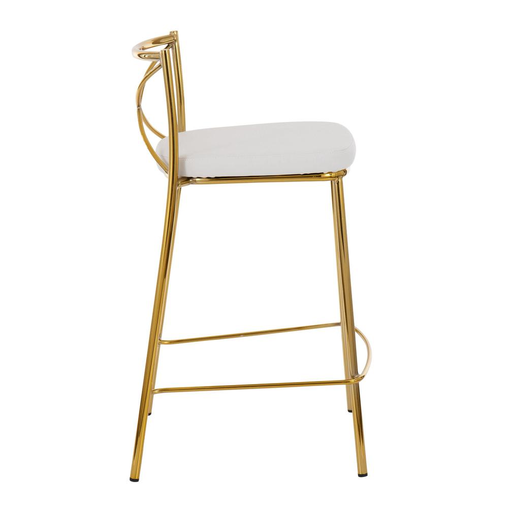 Gold Metal, White PU Modern Charlotte Counter Stool - Set of 2