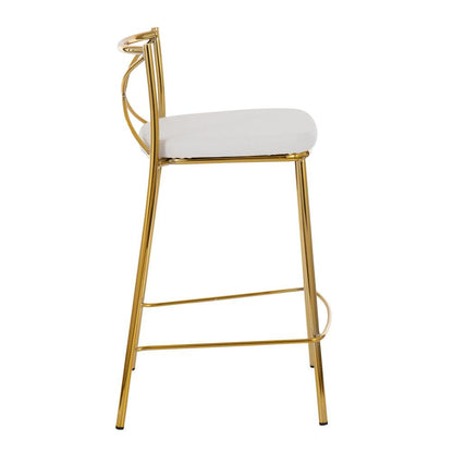 Gold Metal, White PU Modern Charlotte Counter Stool - Set of 2