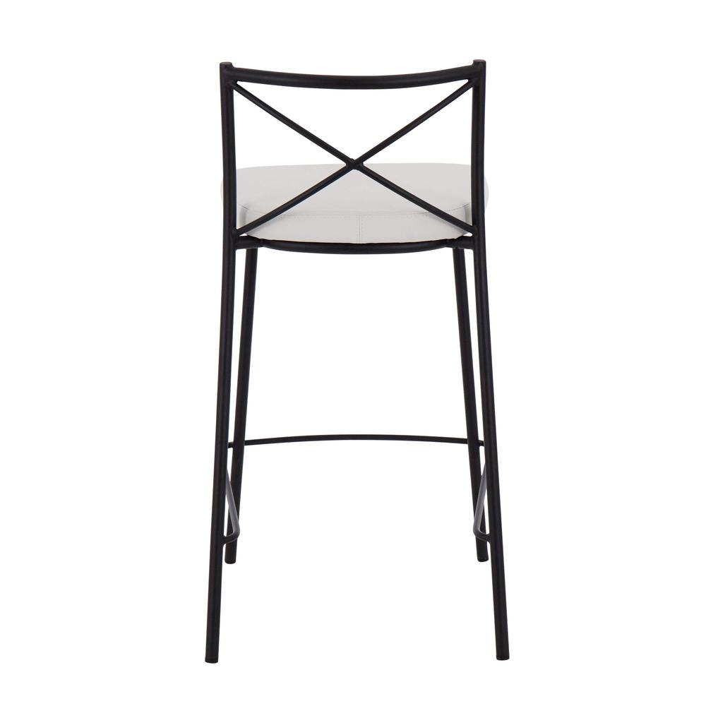 Black Metal, White PU Modern Charlotte Counter Stool - Set of 2