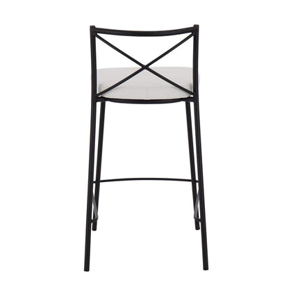 Black Metal, White PU Modern Charlotte Counter Stool - Set of 2