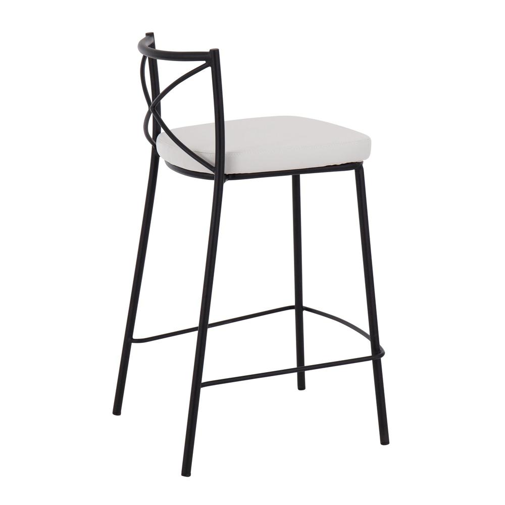Black Metal, White PU Modern Charlotte Counter Stool - Set of 2