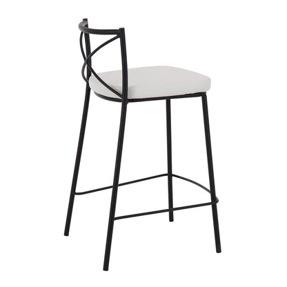 Black Metal, White PU Modern Charlotte Counter Stool - Set of 2
