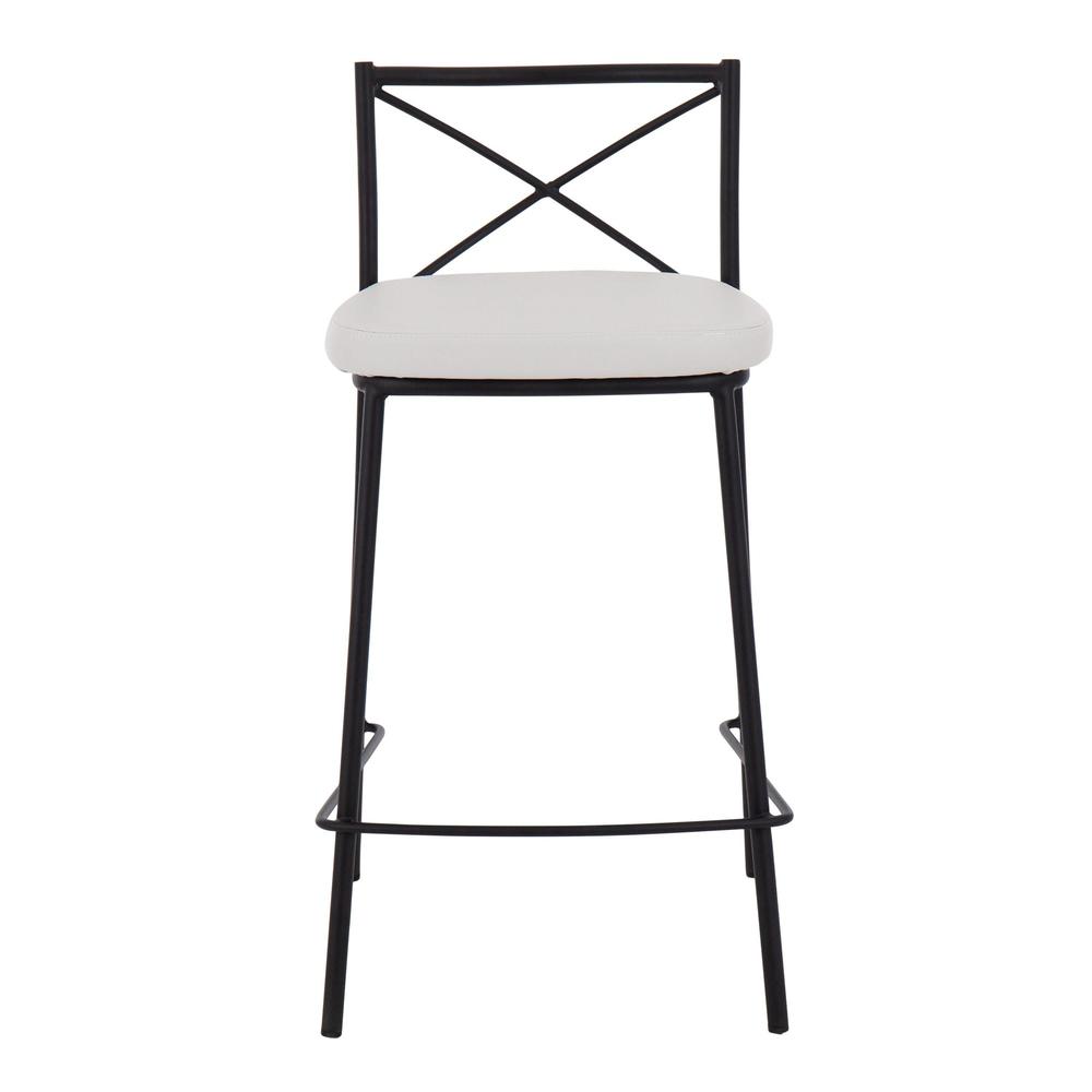 Black Metal, White PU Modern Charlotte Counter Stool - Set of 2