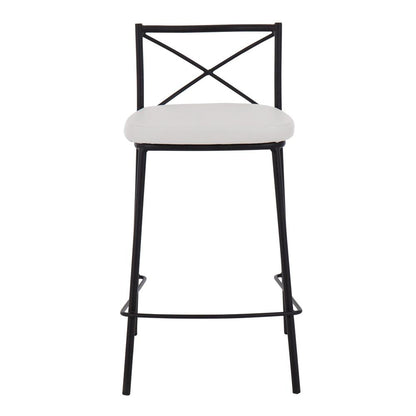 Black Metal, White PU Modern Charlotte Counter Stool - Set of 2