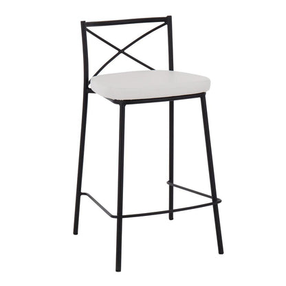 Black Metal, White PU Modern Charlotte Counter Stool - Set of 2