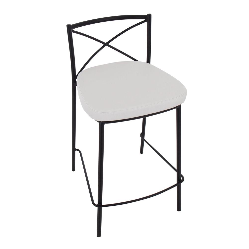 Black Metal, White PU Modern Charlotte Counter Stool - Set of 2