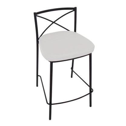 Black Metal, White PU Modern Charlotte Counter Stool - Set of 2