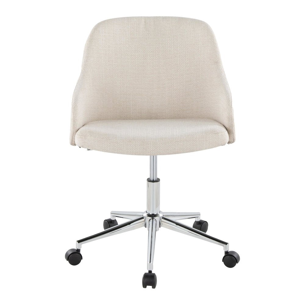 Bacci Office Chair in Chrome Metal, Walnut Wood, Cream Fabric color