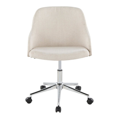 Bacci Office Chair in Chrome Metal, Walnut Wood, Cream Fabric color