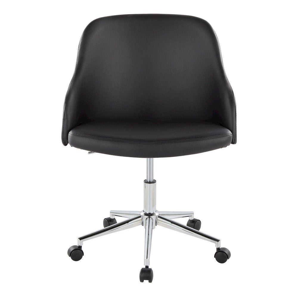 Bacci Office Chair in Chrome Metal, Walnut Wood, Black PU color