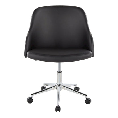 Bacci Office Chair in Chrome Metal, Walnut Wood, Black PU color
