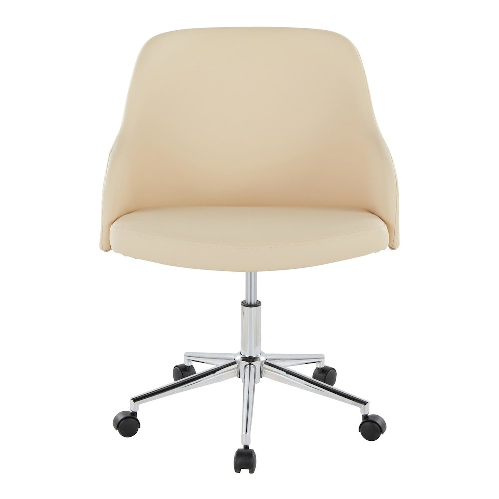 Bacci Office Chair in Chrome Metal, Walnut Wood, Cream PU color