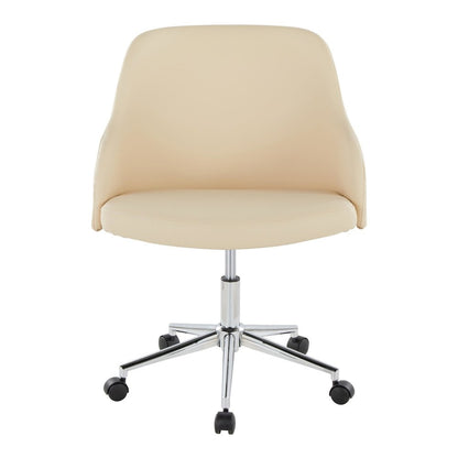 Bacci Office Chair in Chrome Metal, Walnut Wood, Cream PU color