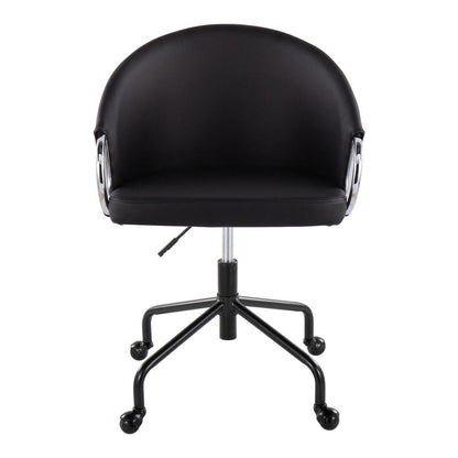 Black Metal, Silver Metal, Black PU Claire Task Chair