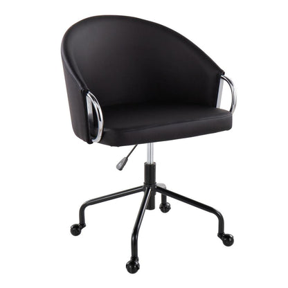 Black Metal, Silver Metal, Black PU Claire Task Chair