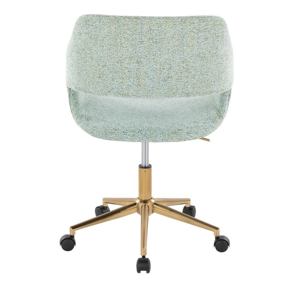 Gold Metal, Light Green Fabric Margarite Task Chair