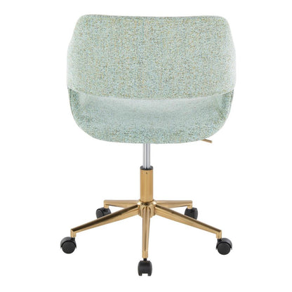 Gold Metal, Light Green Fabric Margarite Task Chair