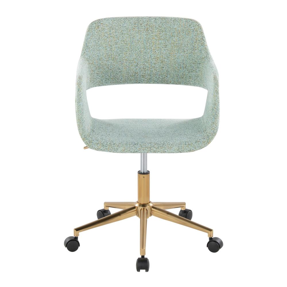 Gold Metal, Light Green Fabric Margarite Task Chair