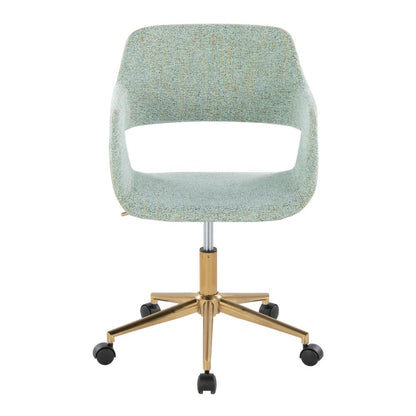 Gold Metal, Light Green Fabric Margarite Task Chair