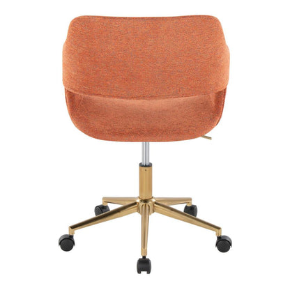 Gold Metal, Orange Fabric Margarite Task Chair