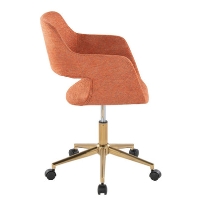 Gold Metal, Orange Fabric Margarite Task Chair