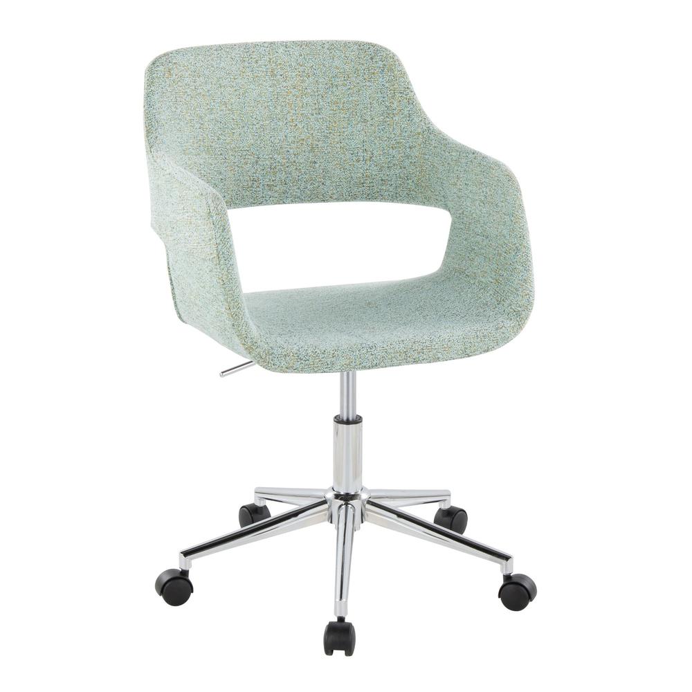Chrome Metal, Light Green Fabric Margarite Task Chair