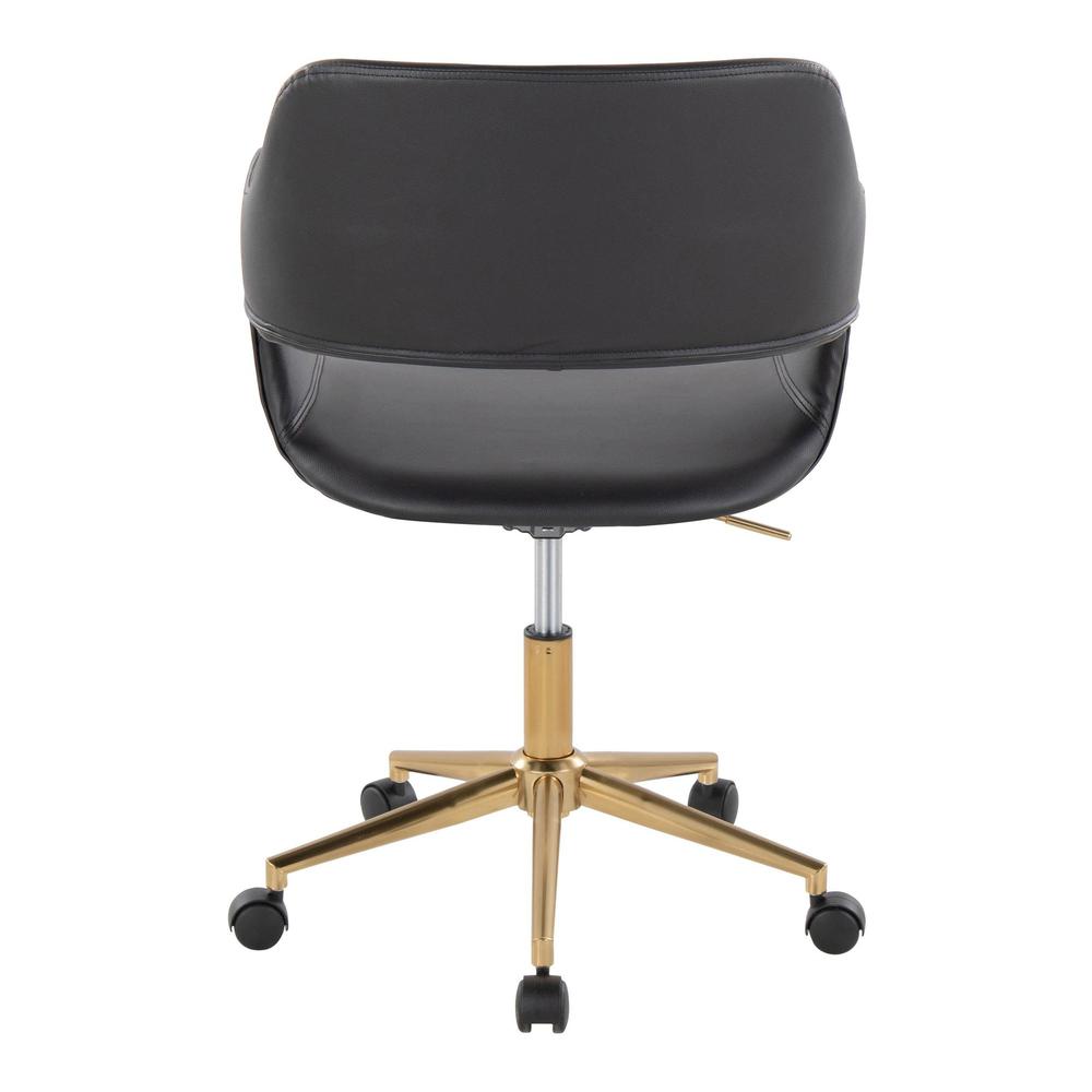 Gold Metal, Black PU Margarite Task Chair
