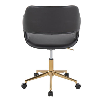 Gold Metal, Black PU Margarite Task Chair