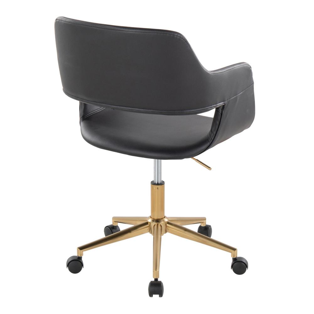 Gold Metal, Black PU Margarite Task Chair