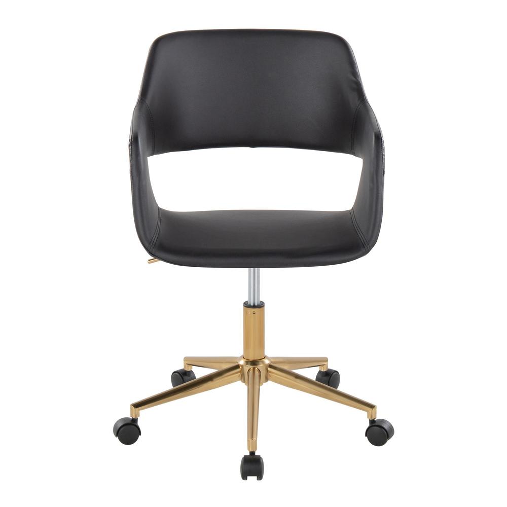 Gold Metal, Black PU Margarite Task Chair
