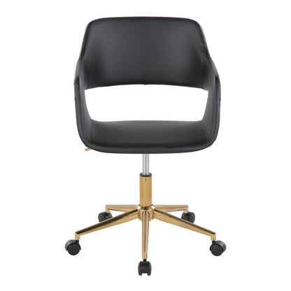 Gold Metal, Black PU Margarite Task Chair