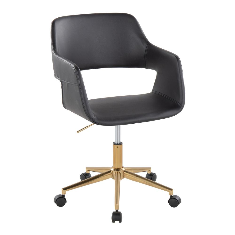 Gold Metal, Black PU Margarite Task Chair