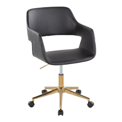Gold Metal, Black PU Margarite Task Chair