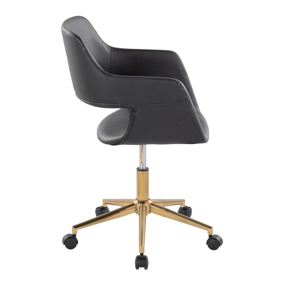 Gold Metal, Black PU Margarite Task Chair