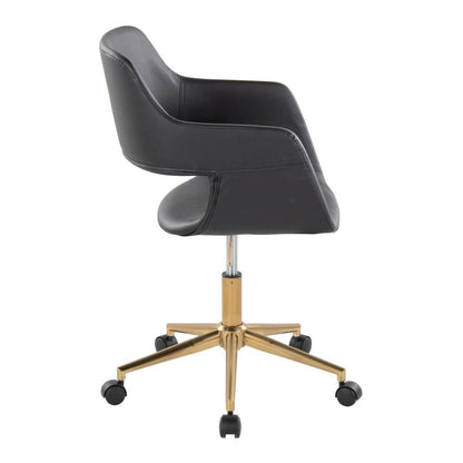 Gold Metal, Black PU Margarite Task Chair