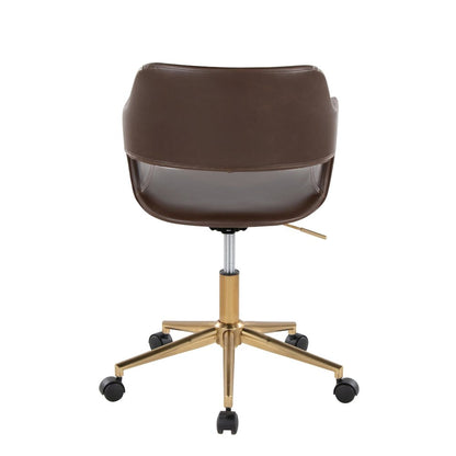 Margarite Task Chair in Gold Metal, Espresso PU color