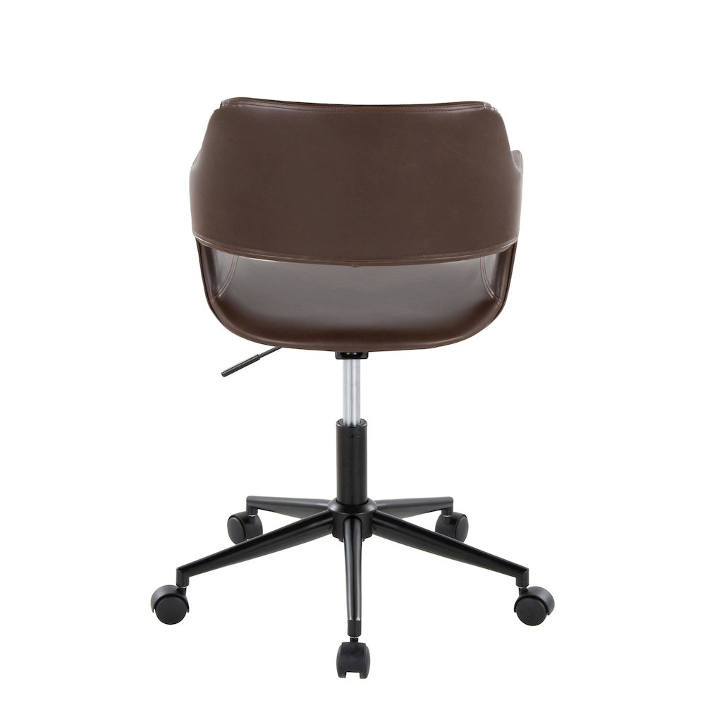 Margarite Task Chair in Black Metal, Espresso PU color