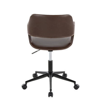 Margarite Task Chair in Black Metal, Espresso PU color