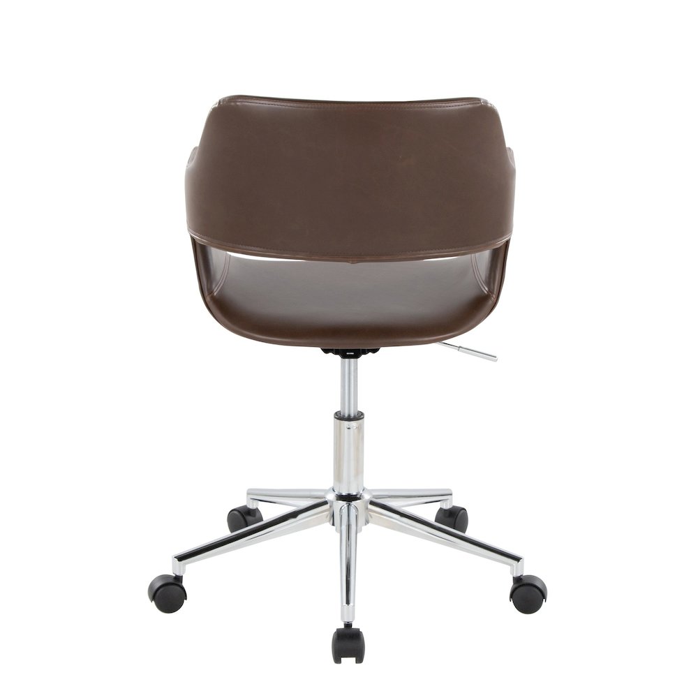 Margarite Task Chair in Chrome Metal, Espresso PU color