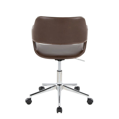 Margarite Task Chair in Chrome Metal, Espresso PU color