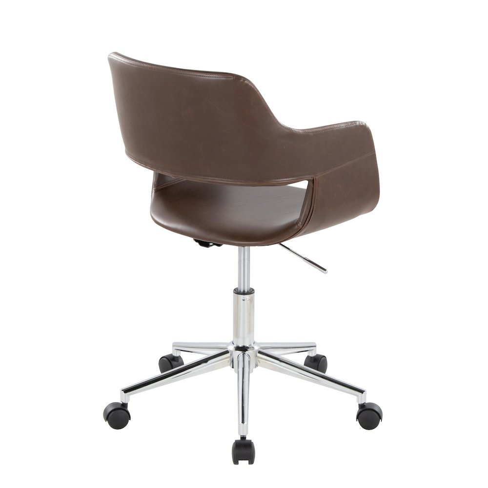 Margarite Task Chair in Chrome Metal, Espresso PU color
