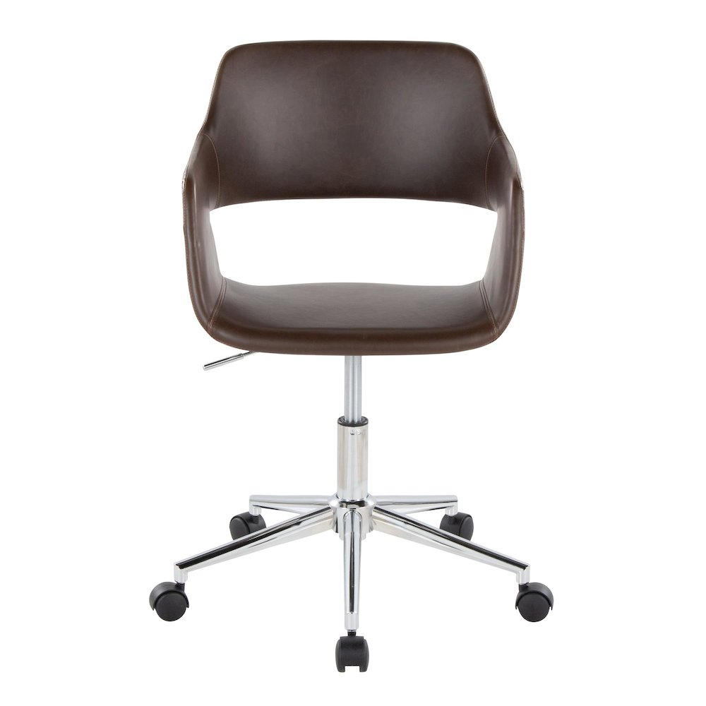 Margarite Task Chair in Chrome Metal, Espresso PU color