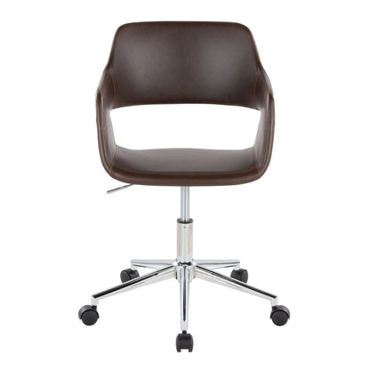 Margarite Task Chair in Chrome Metal, Espresso PU color
