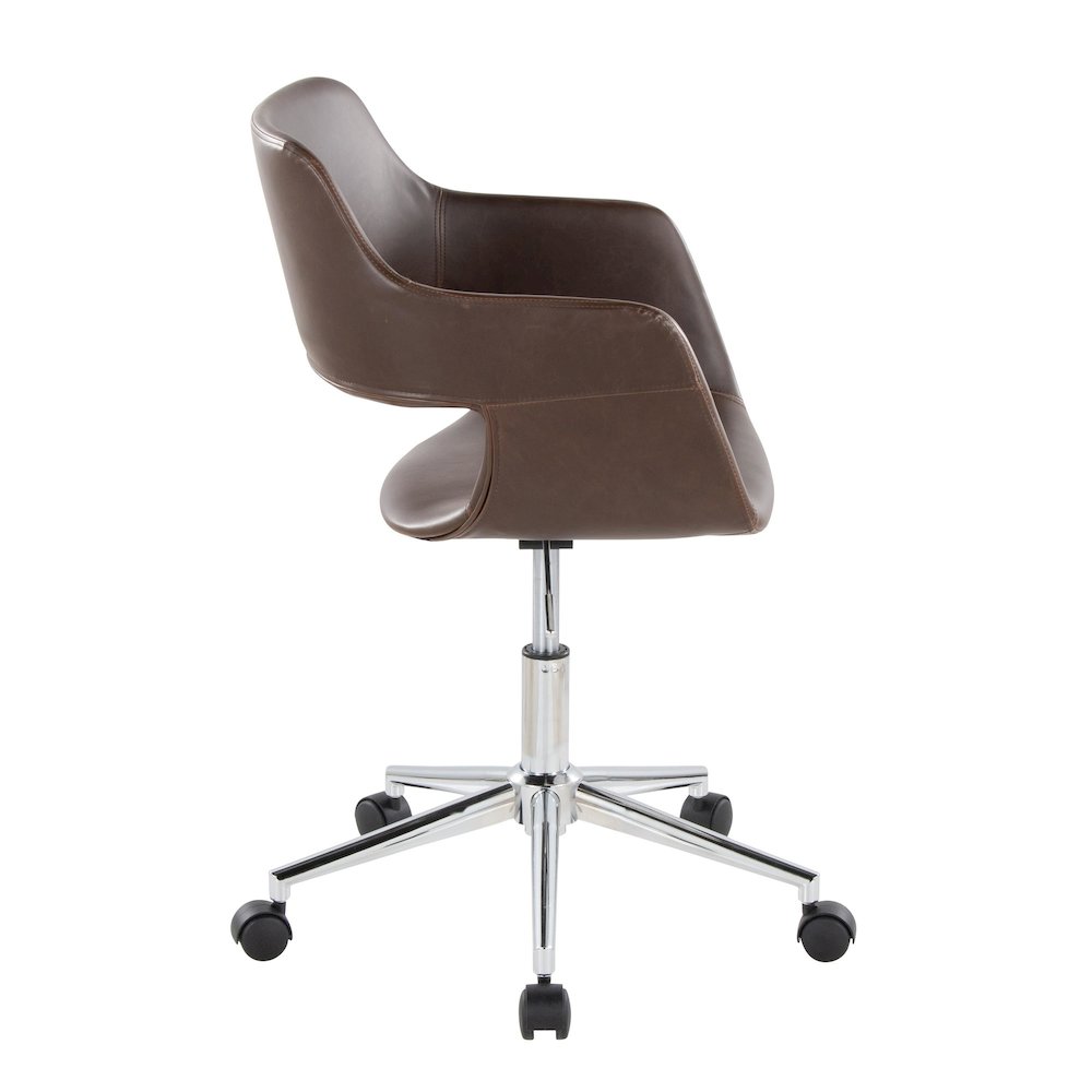 Margarite Task Chair in Chrome Metal, Espresso PU color